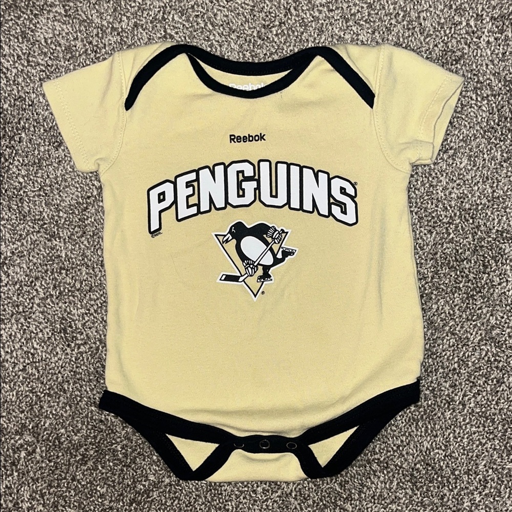 Reebok Cream Penguins Baby Bodysuit